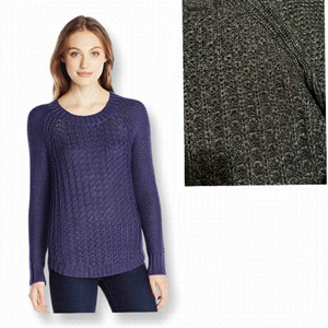 𝅺calvin KLEIN JEANS SZ M & Sz XL BLACK MIXED KNIT METALLIC SILVER WEAVE sweater